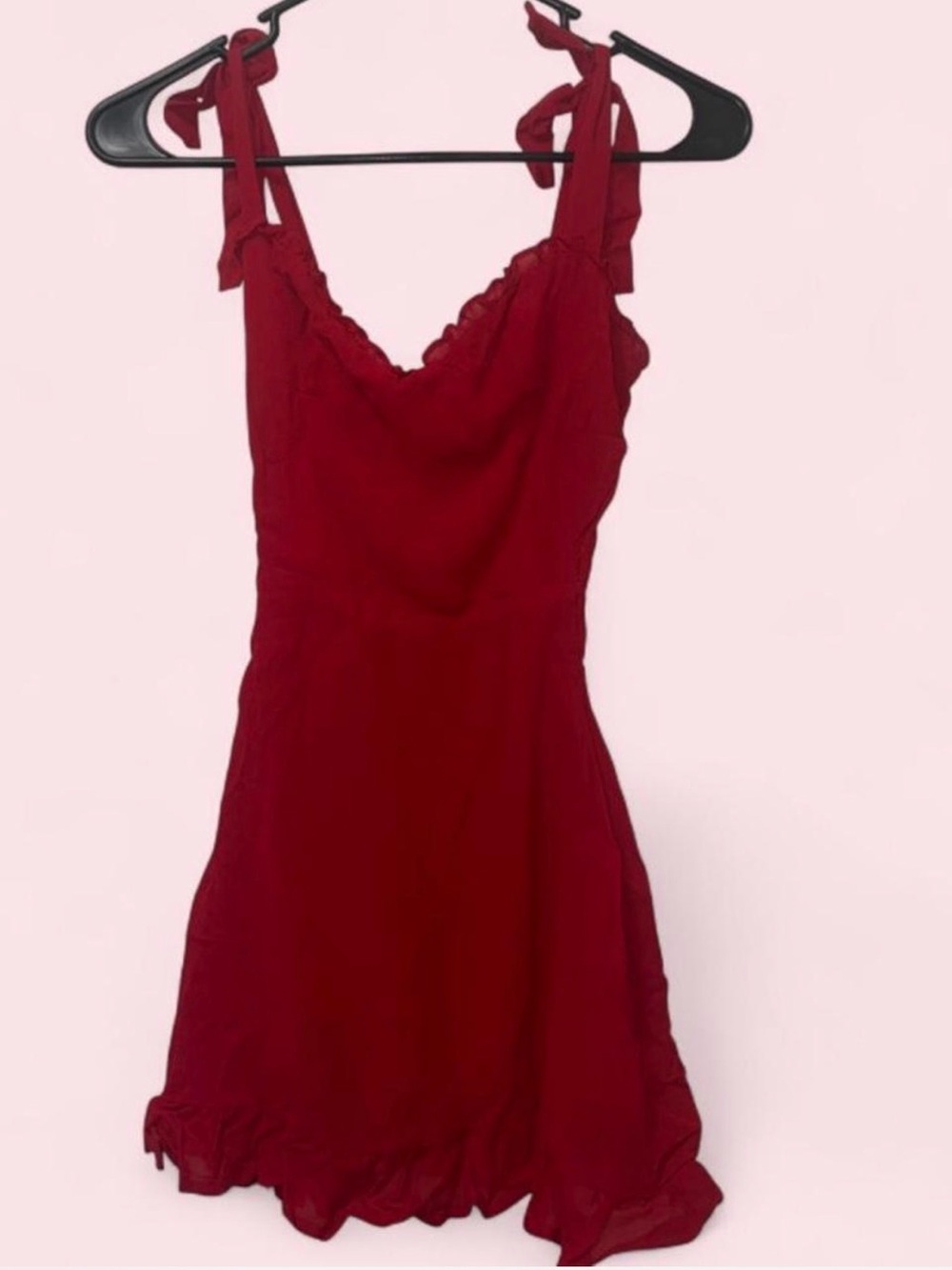 Reformation Red Tie-Shoulder Mini Dress